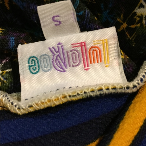 LuLaRoe Cassie Stretchy Pencil Skirt Yellow Blue Striped Size SMALL Bodycon - Picture 8 of 8